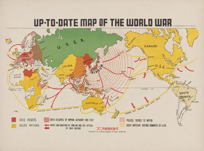 Up-to-date map world war (1942). poster