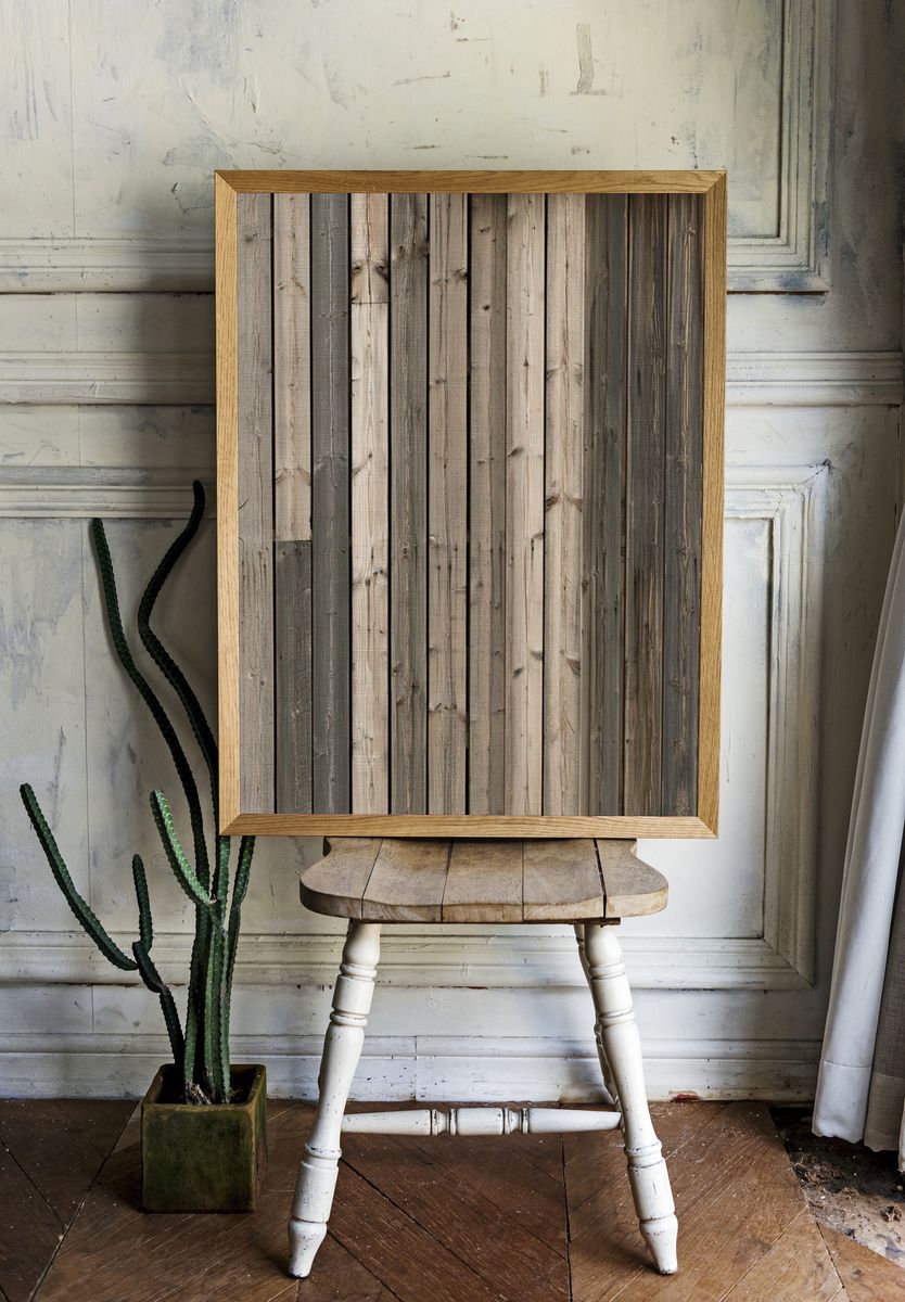 Weathered Wood Planks Texture Print. — room view 1