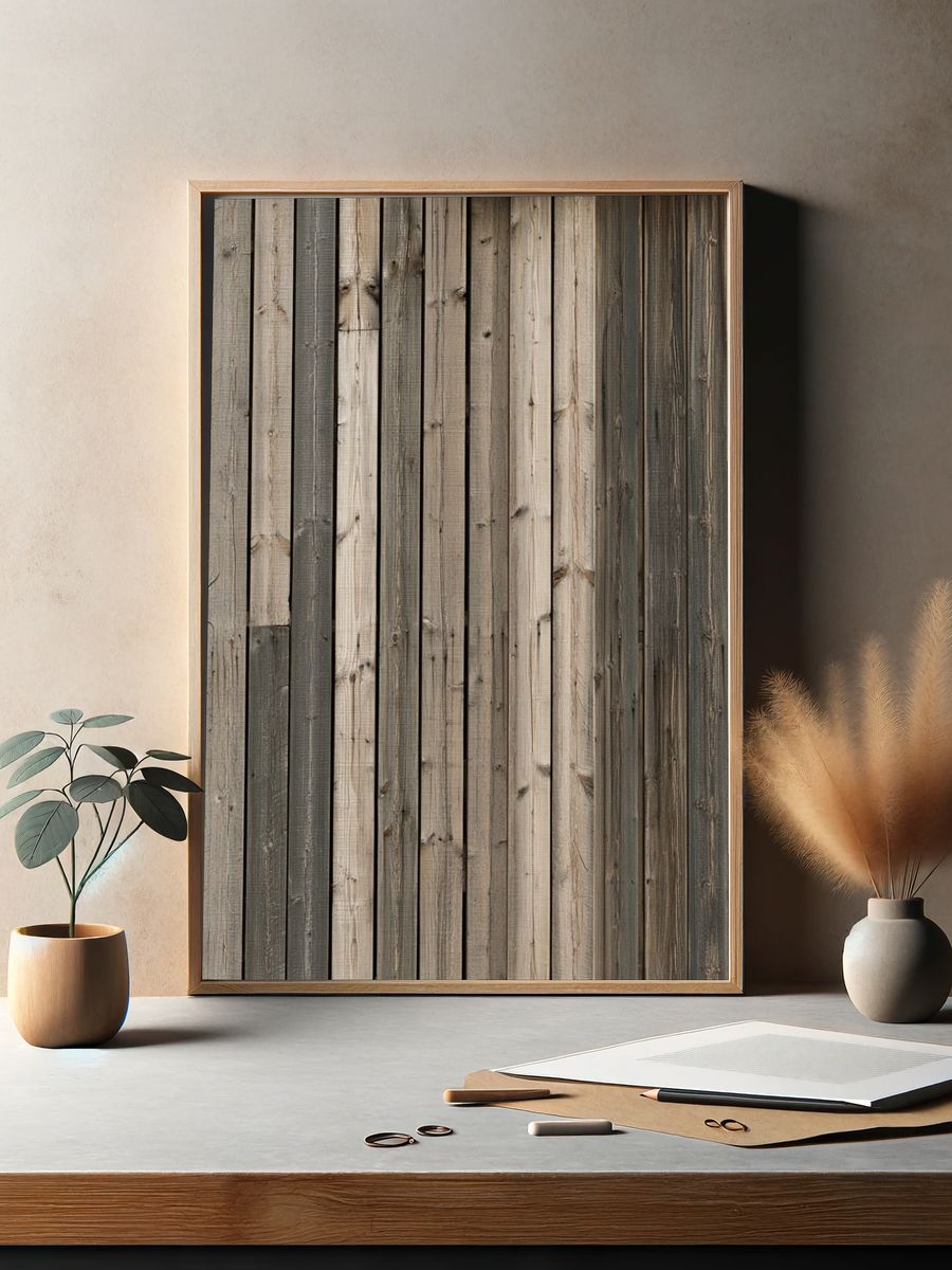 Weathered Wood Planks Texture Print. — room view 2