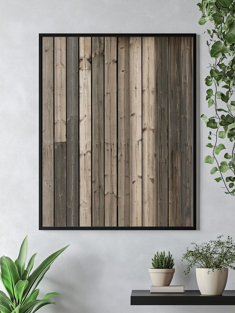Weathered Wood Planks Texture Print. — room view 4