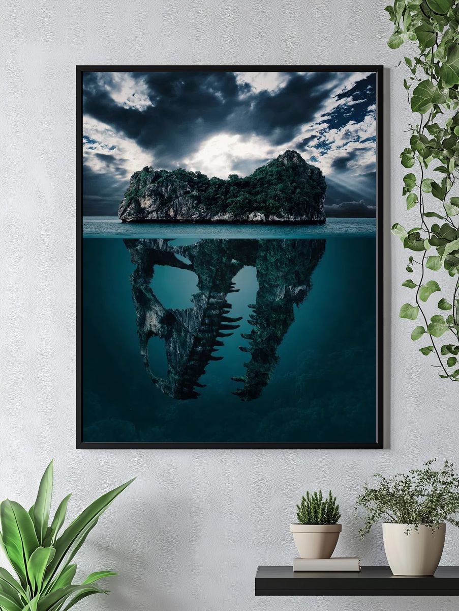Mystical Island with Skull Reflection — Art Print. — room view 4