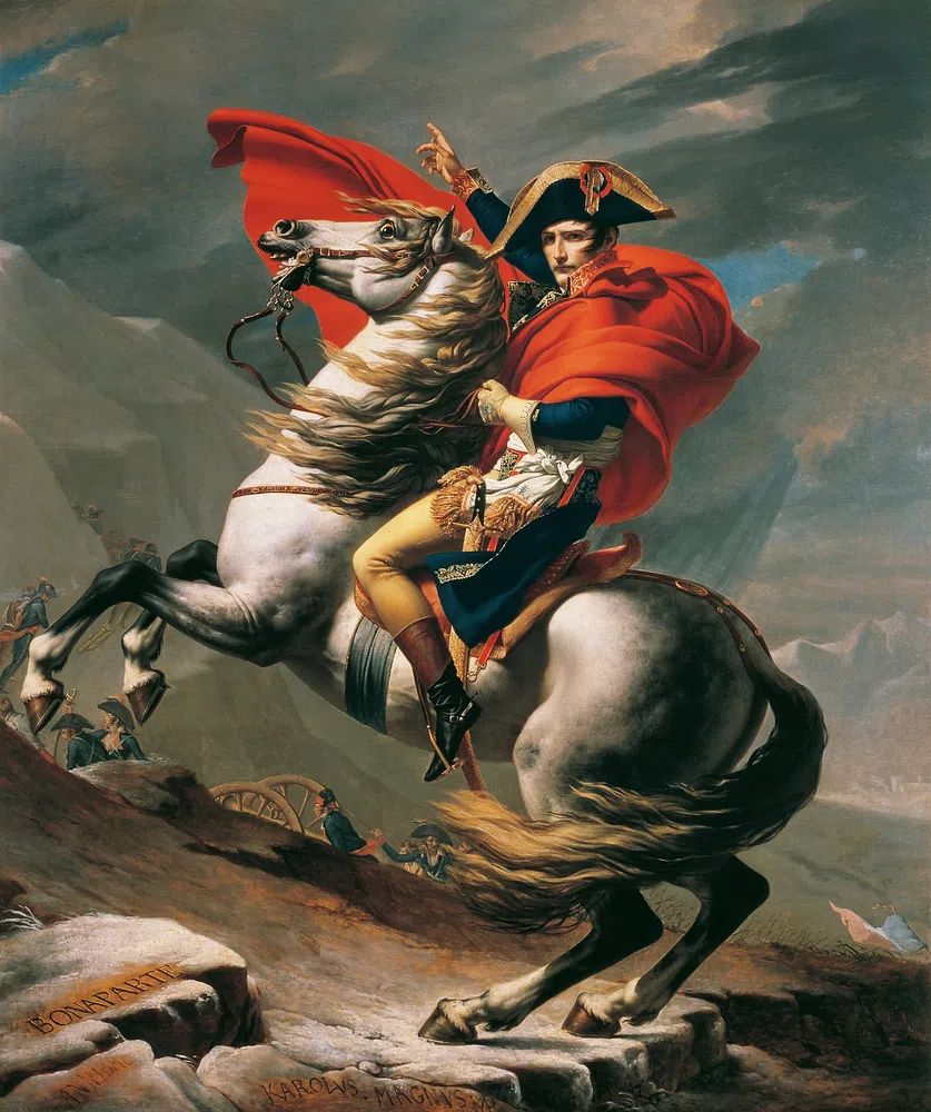 Napoleon Crossing Alps (1801-1805) Jacques-Louis. poster detail