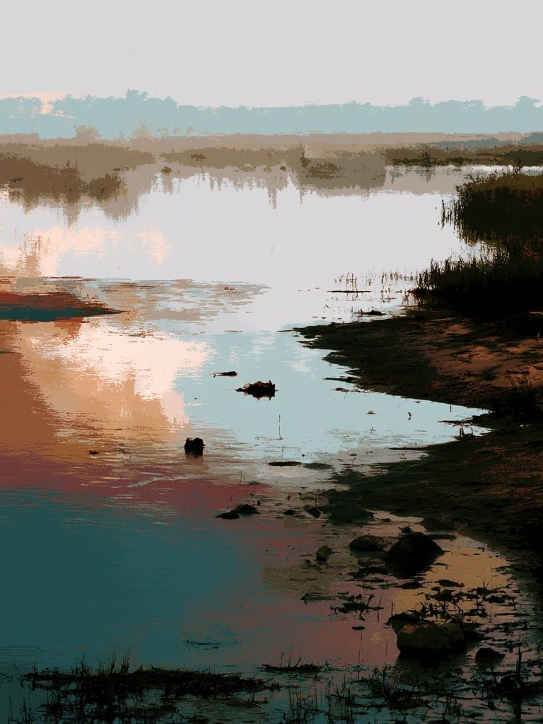 Misty Marsh Reflection Print. poster — nature art