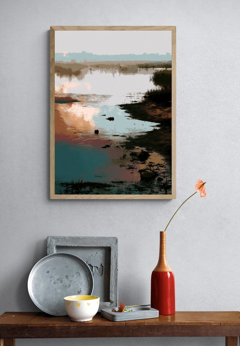 Misty Marsh Reflection Print. — room view 3