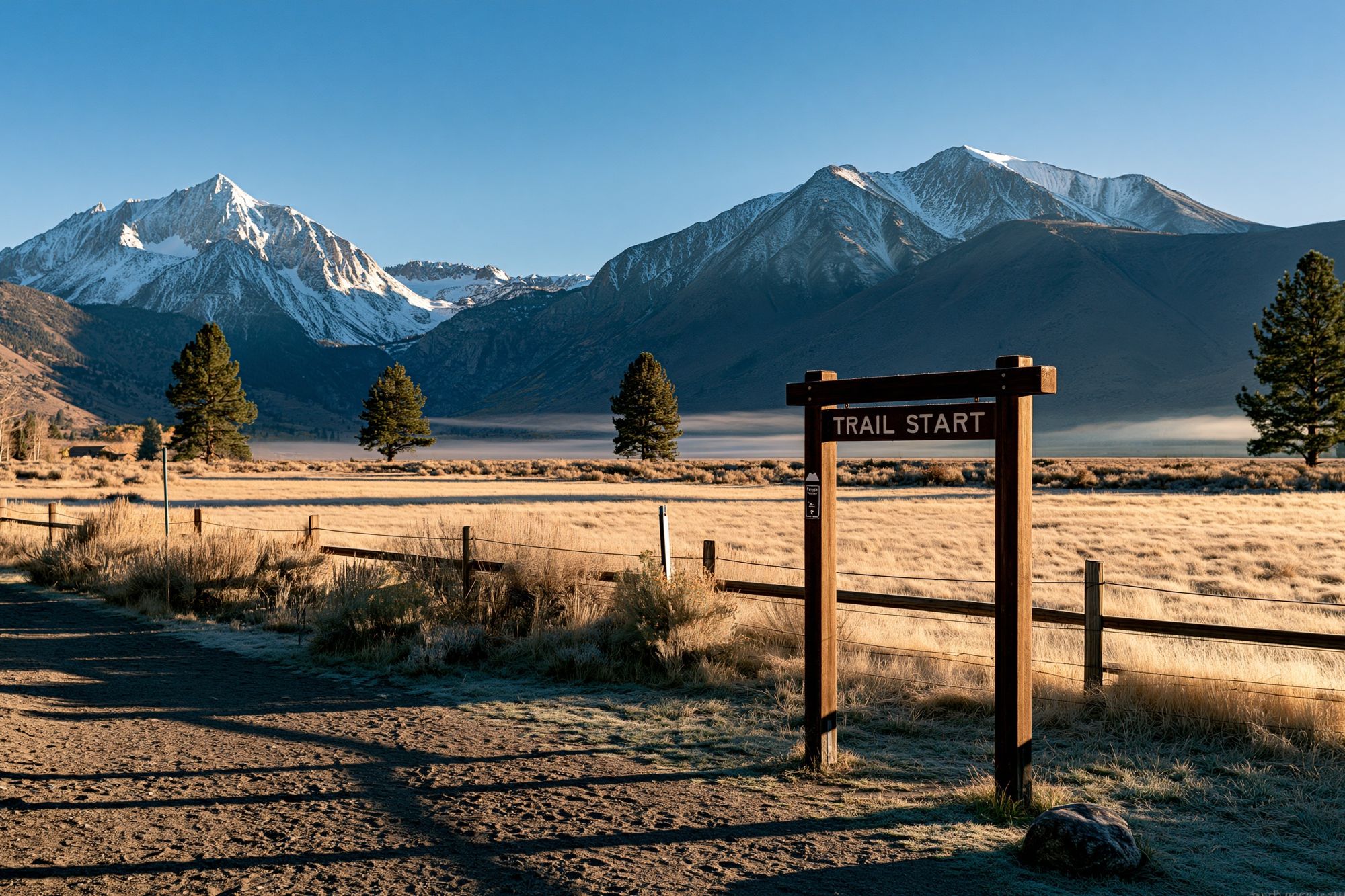 Snowy Mountain Trail Start Poster. poster — nature art