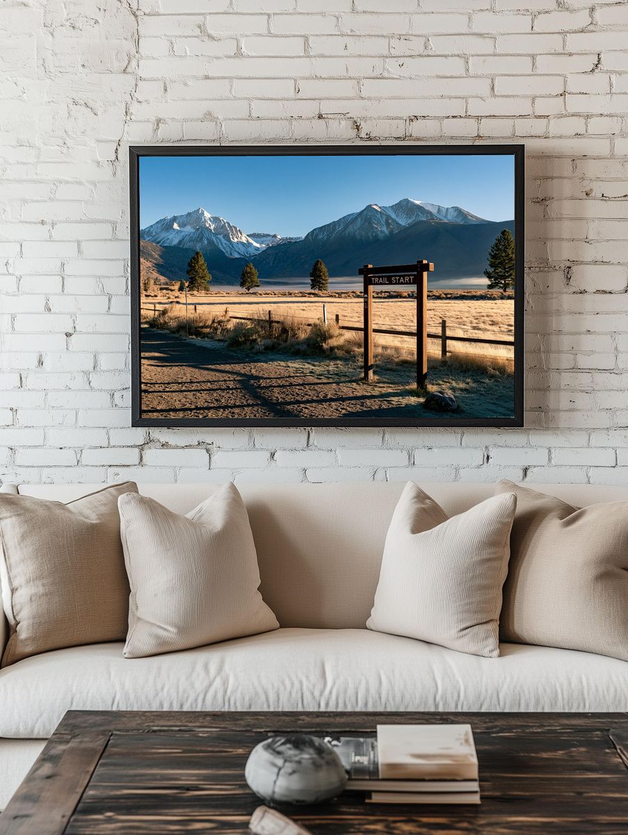 Snowy Mountain Trail Start Poster. — room view 1