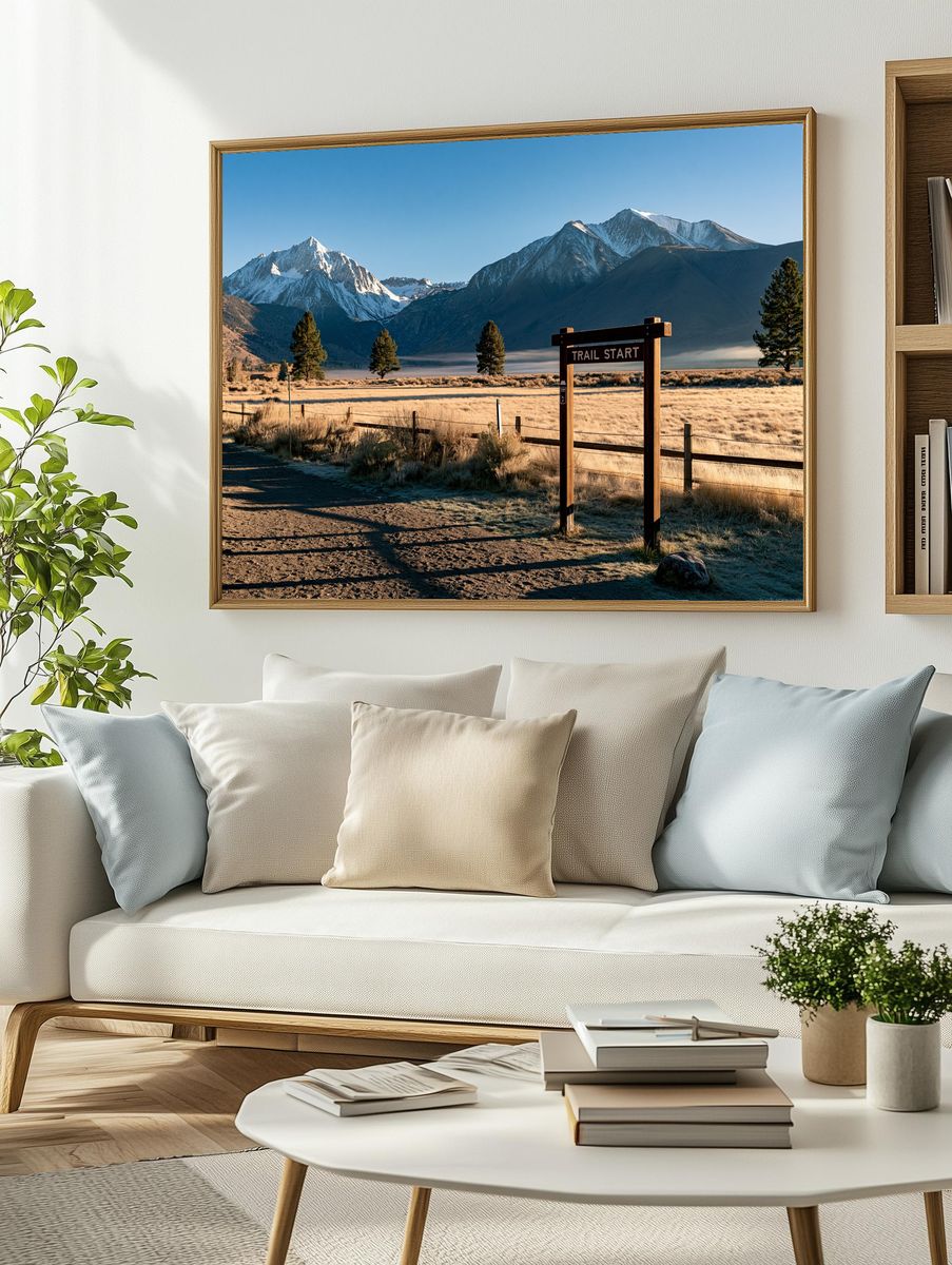 Snowy Mountain Trail Start Poster. — room view 2