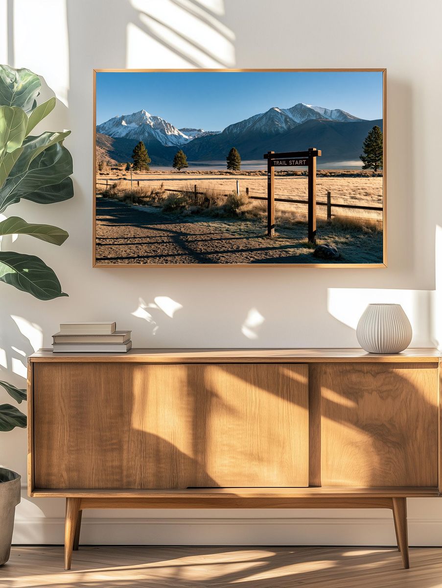 Snowy Mountain Trail Start Poster. — room view 3