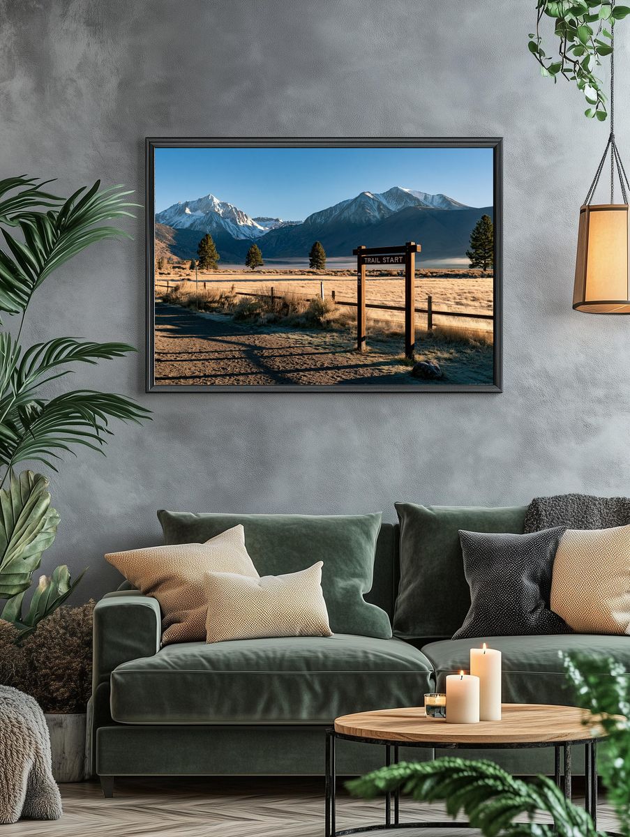 Snowy Mountain Trail Start Poster. — room view 4