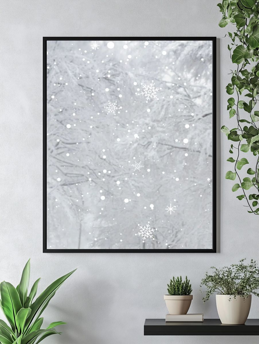White snowy pine branch background. — room view 4