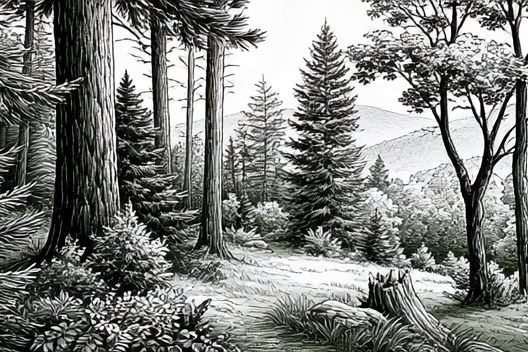Misty Forest Landscape Print. poster — nature art