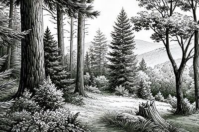 Misty Forest Landscape Print.