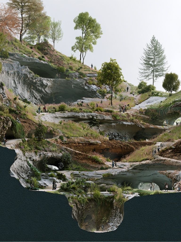 Floating Terraced Landscape Print. poster — nature art