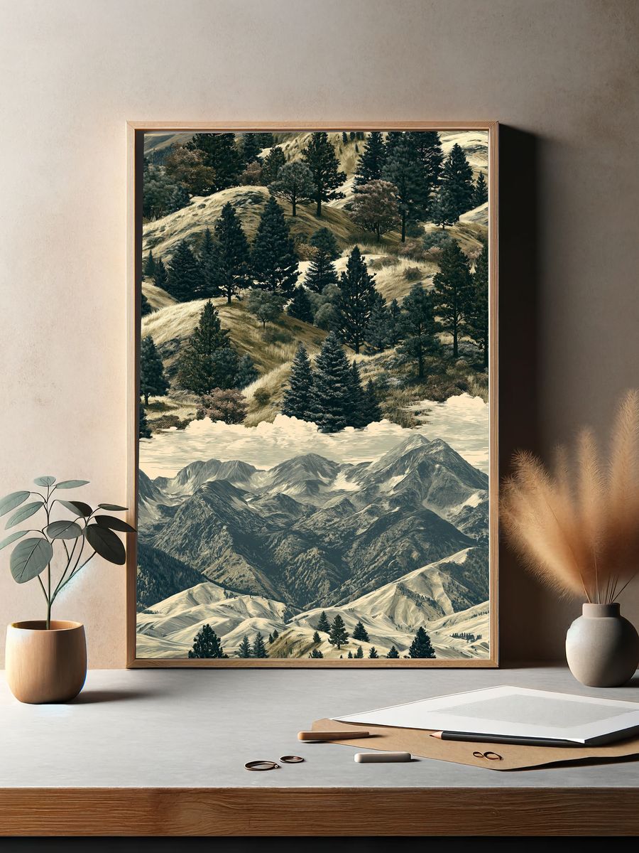 Mountain Forest Landscape Print. — room view 2