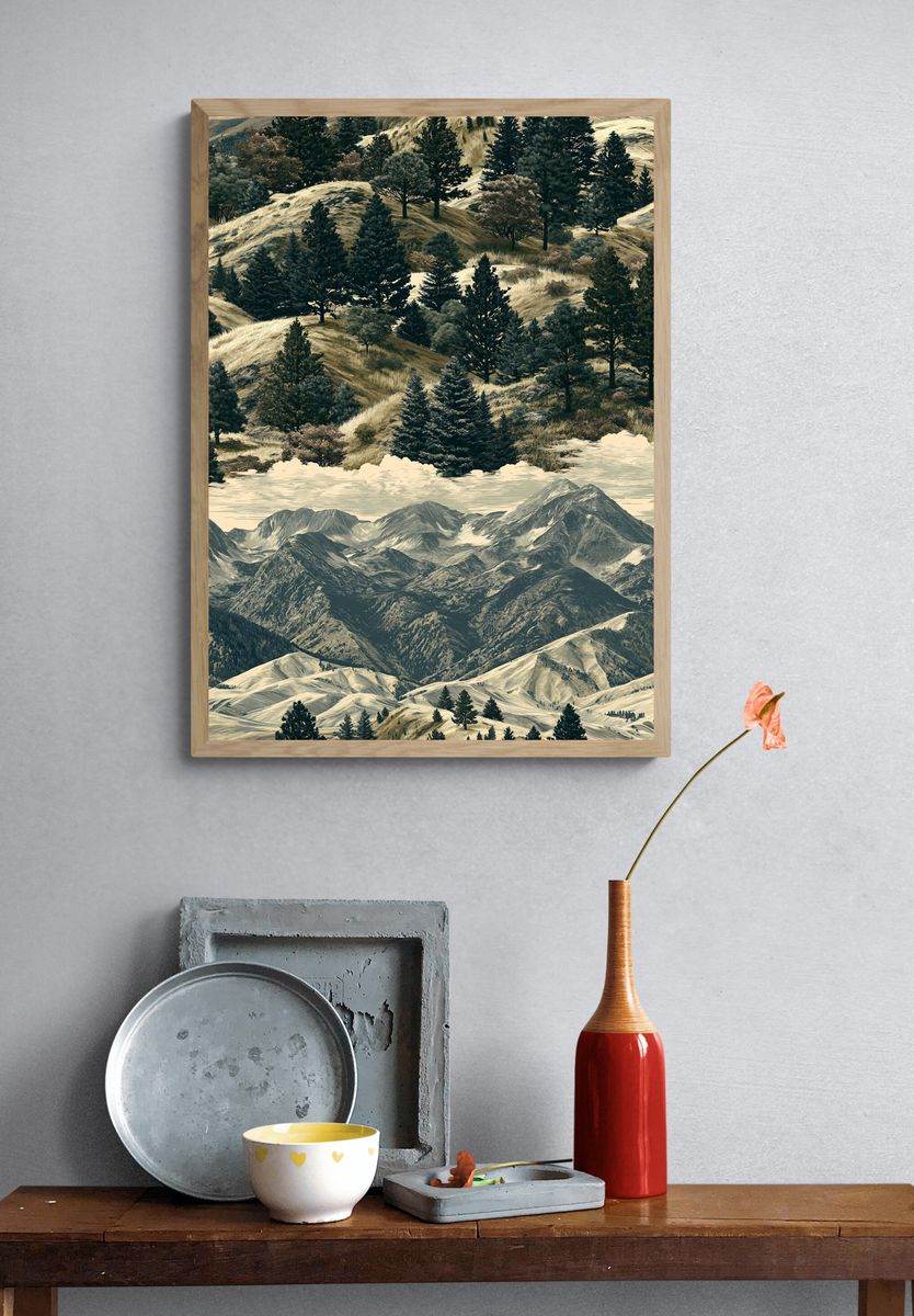 Mountain Forest Landscape Print. — room view 3