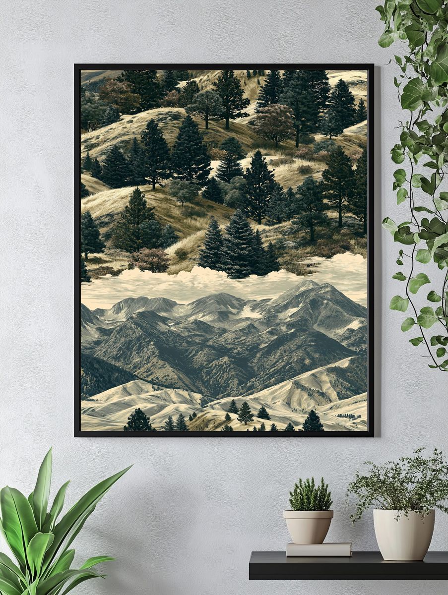 Mountain Forest Landscape Print. — room view 4