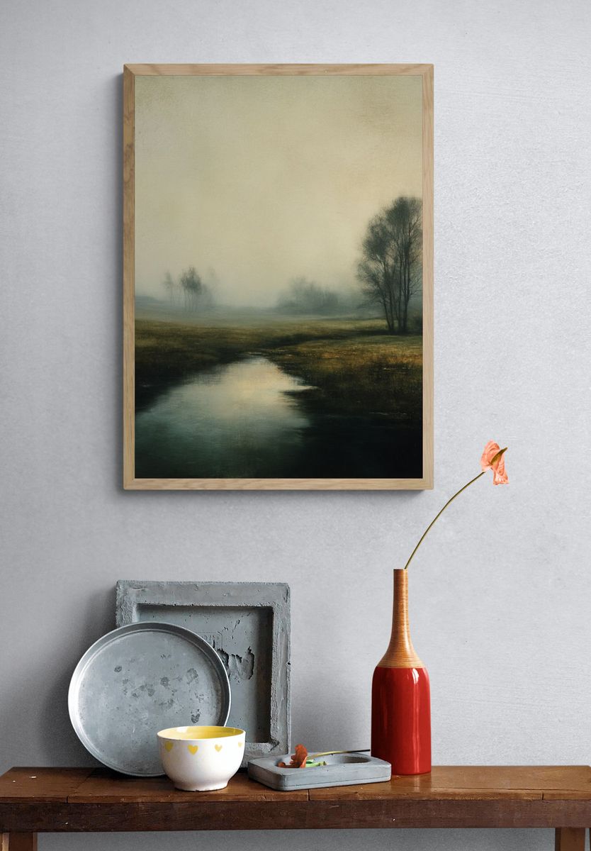 Misty River Landscape Print. — room view 3