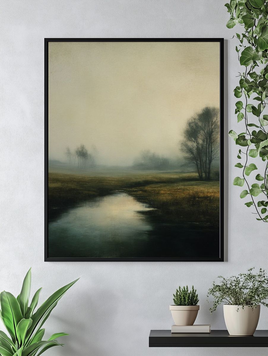 Misty River Landscape Print. — room view 4