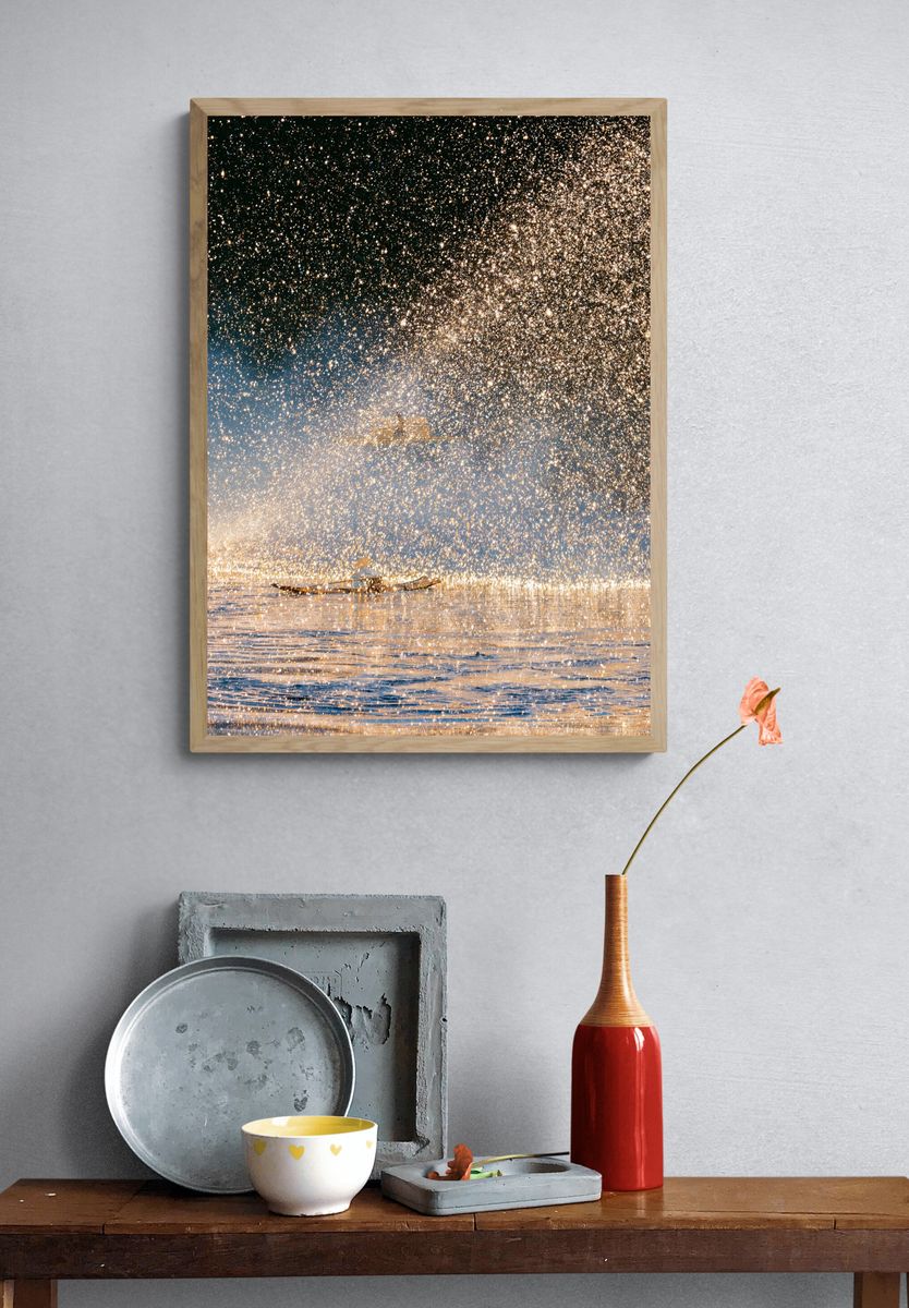 Golden Sea Spray Photography Poster. — room view 3