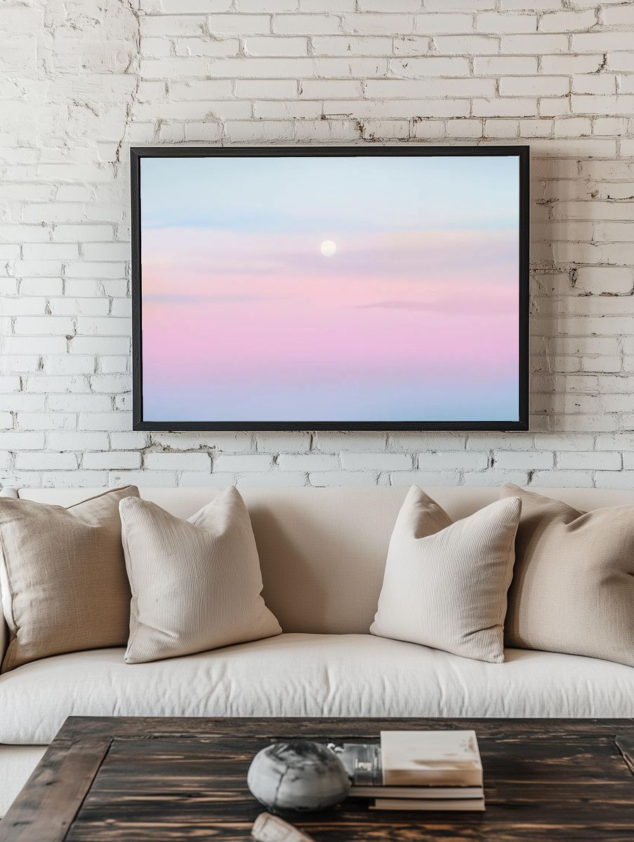 Sunset background on pastel sky. room preview