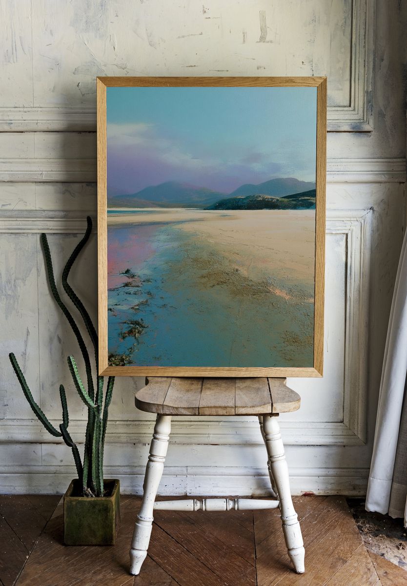 Pastel Coastal Landscape Print. — room view 1