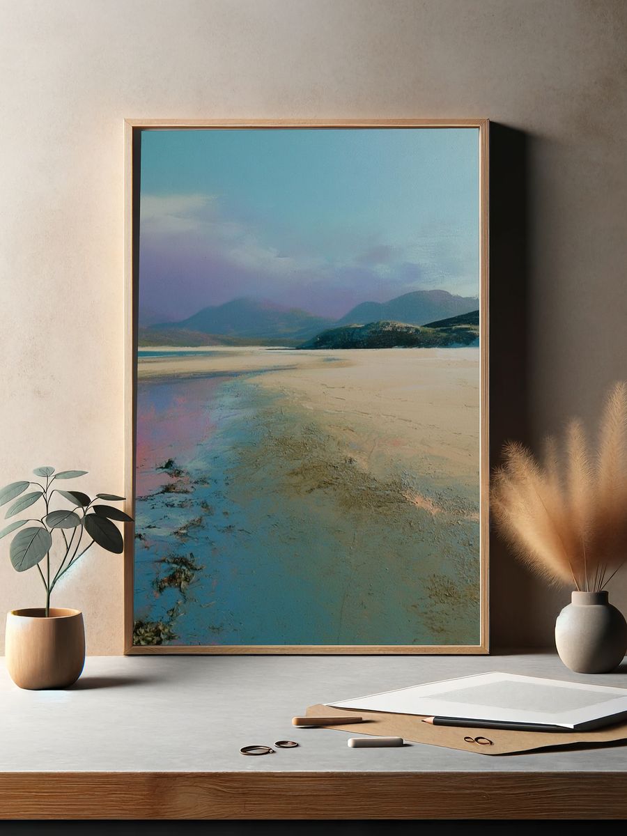 Pastel Coastal Landscape Print. — room view 2