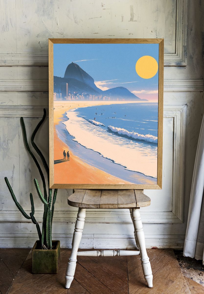 Sunlit Beach at Rio Print. — room view 1