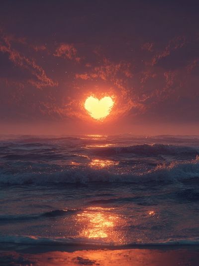 Heart Sunset Ocean Print.