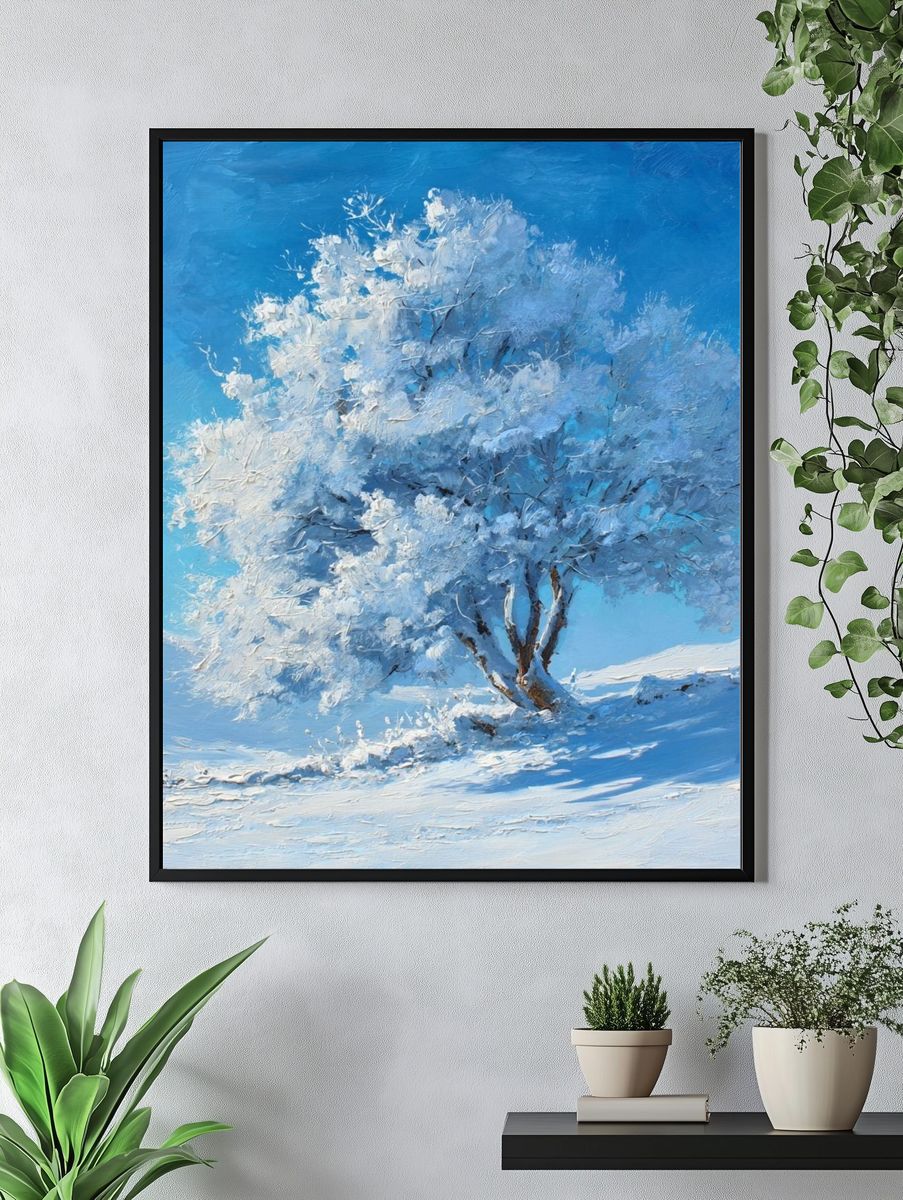Snowy Tree Winter Landscape Poster. — room view 4
