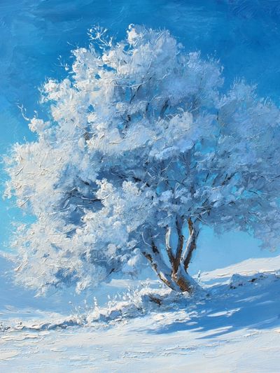 Snowy Tree Winter Landscape Poster. poster
