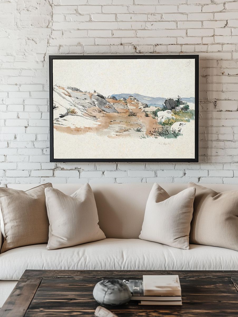 Italian landscape boulders (1845), vintage. — room view 1