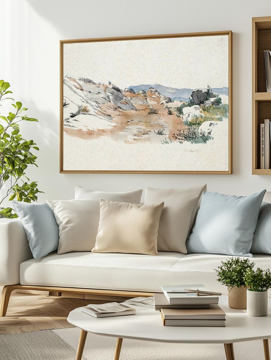 Italian landscape boulders (1845), vintage. — room view 2