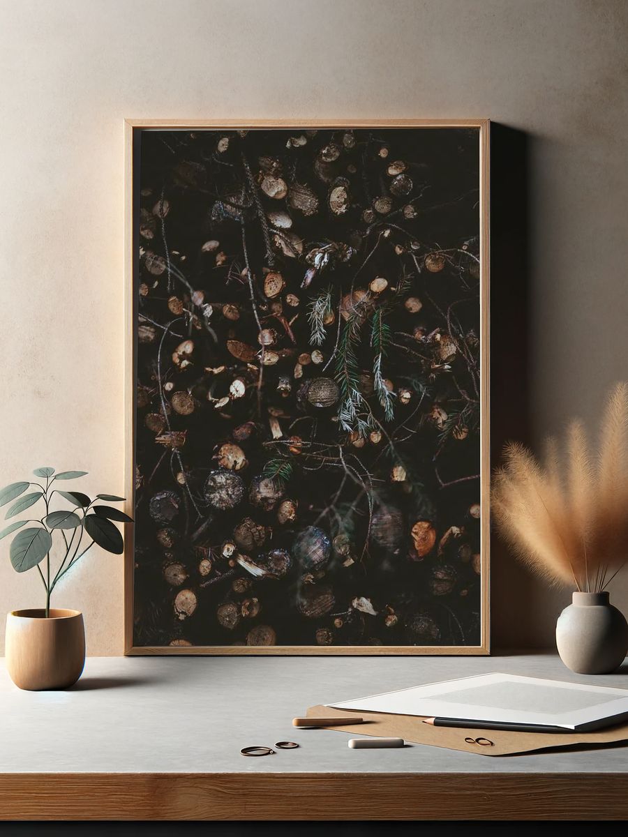 Dark Forest Floor Botanical Print. — room view 2