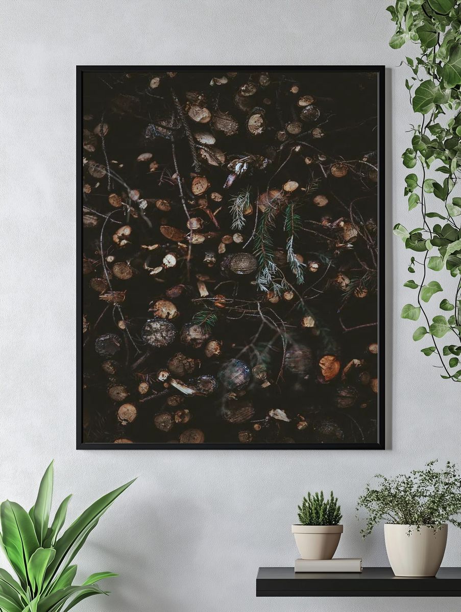 Dark Forest Floor Botanical Print. — room view 4