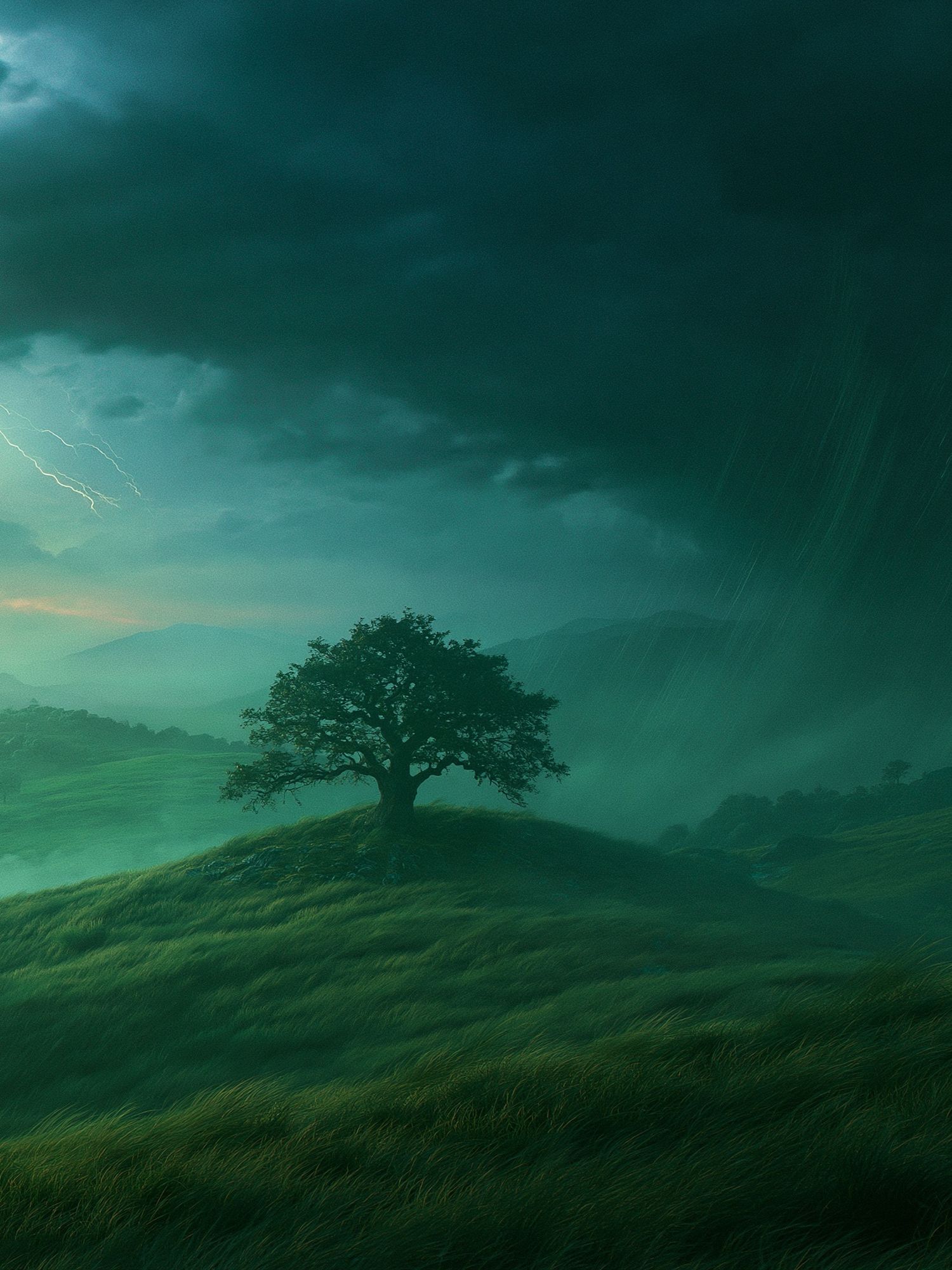 Stormy Lone Tree Landscape Poster. poster — nature art