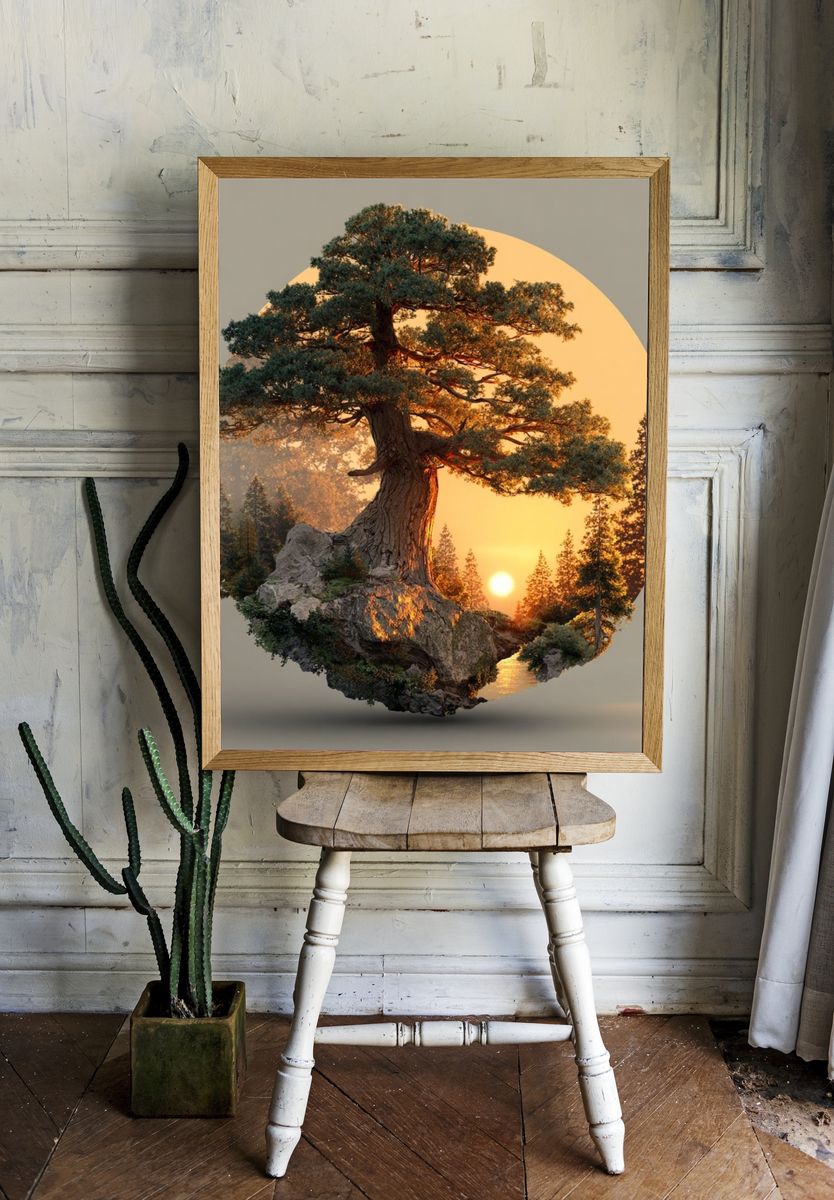 Sunset Pine Landscape Print. — room view 1