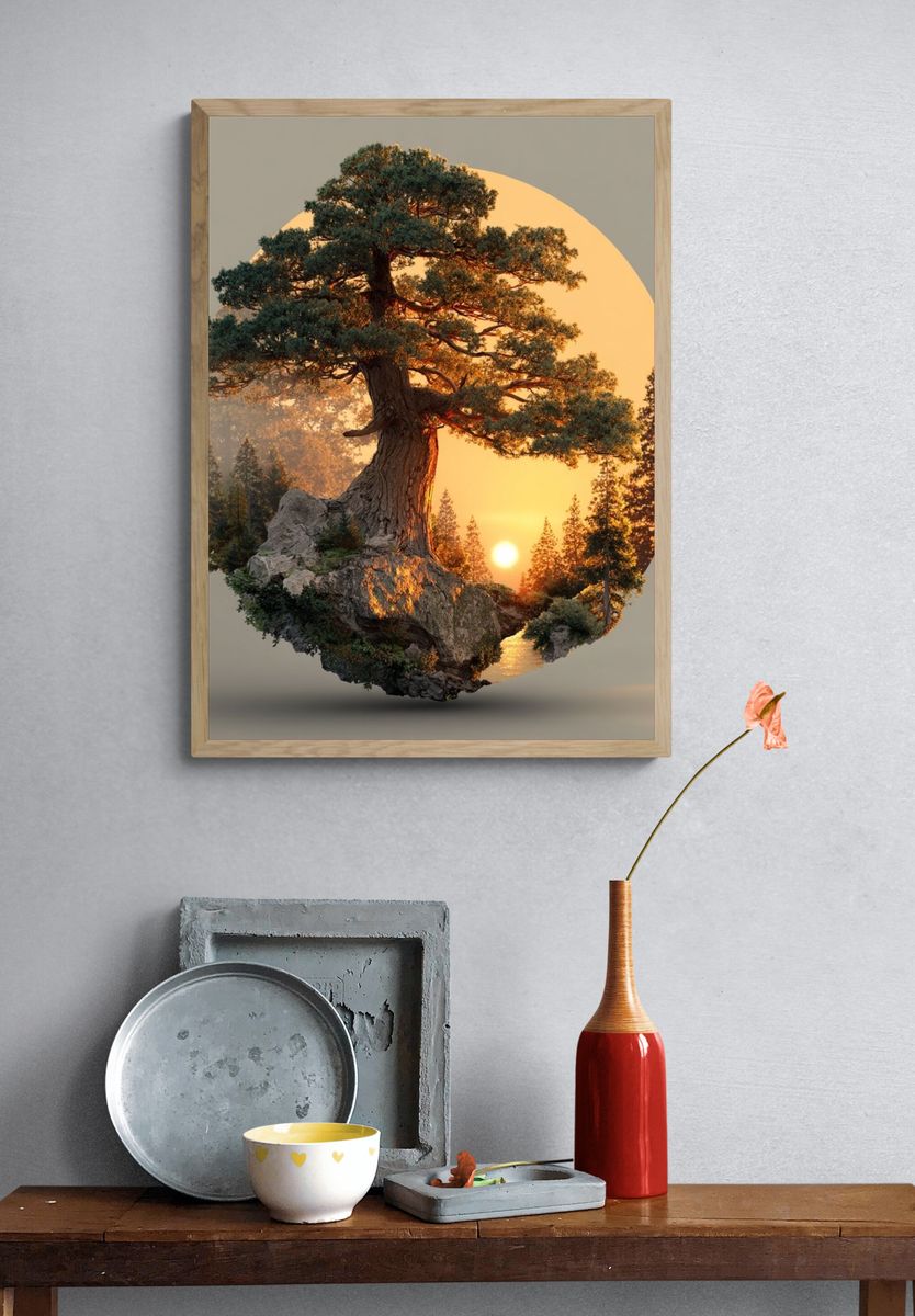 Sunset Pine Landscape Print. — room view 3