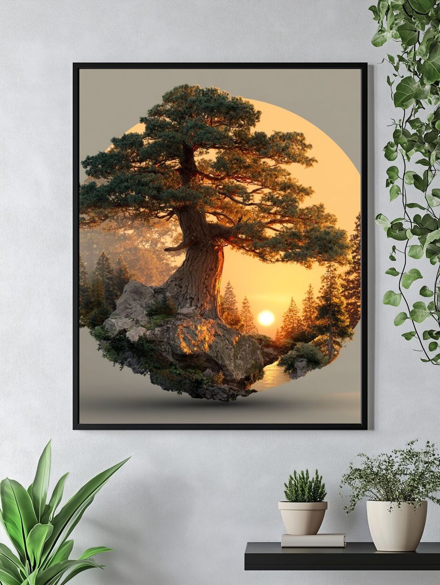 Sunset Pine Landscape Print. — room view 4