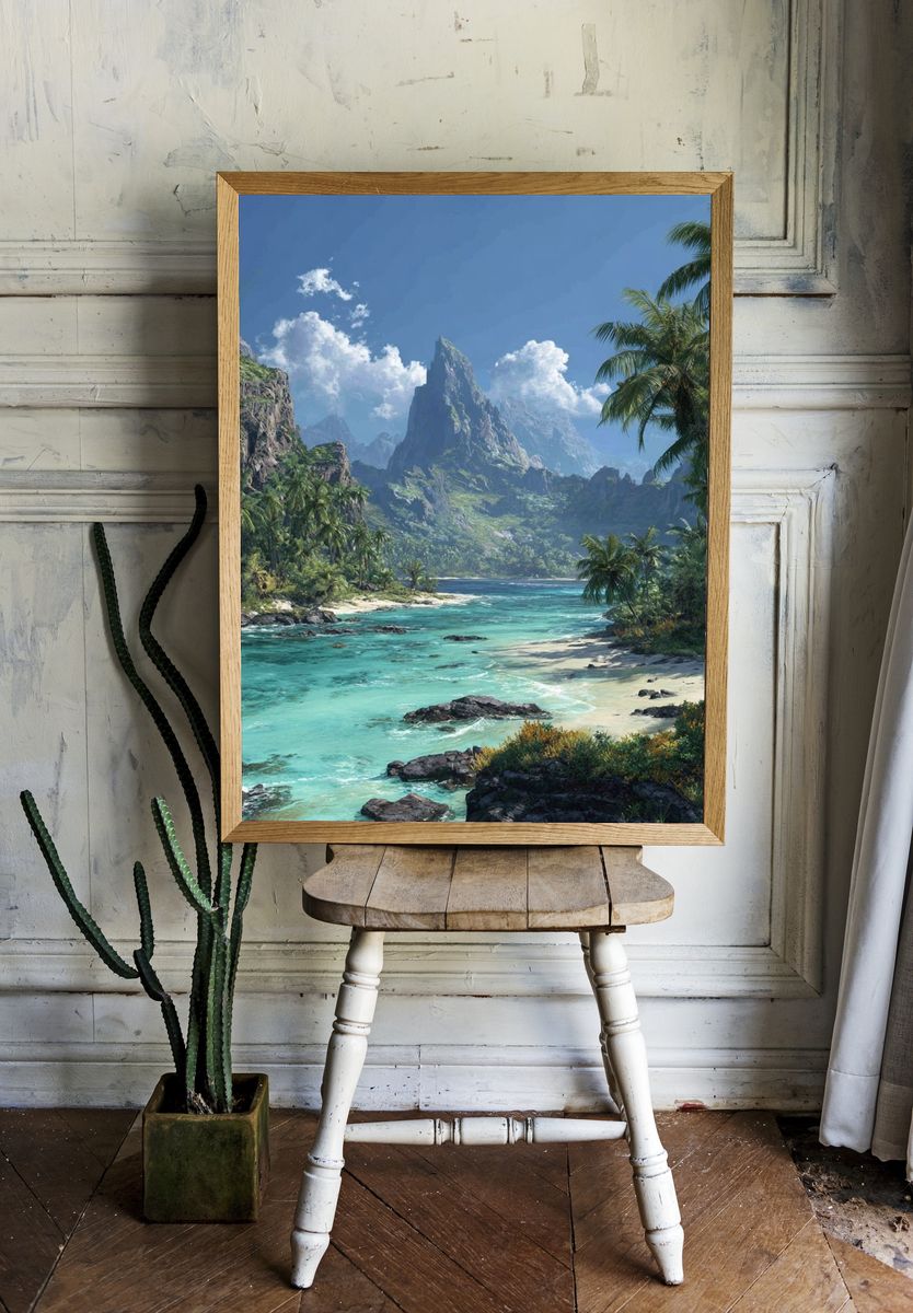 Tropical Lagoon Paradise Poster. room preview