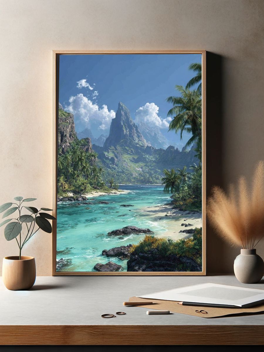 Tropical Lagoon Paradise Poster. — room view 2