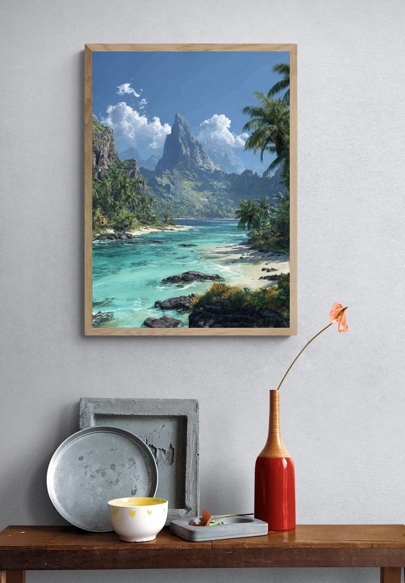 Tropical Lagoon Paradise Poster. — room view 3