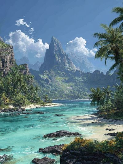 Tropical Lagoon Paradise Poster.