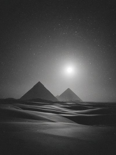 Moonlit Desert Pyramids Print.
