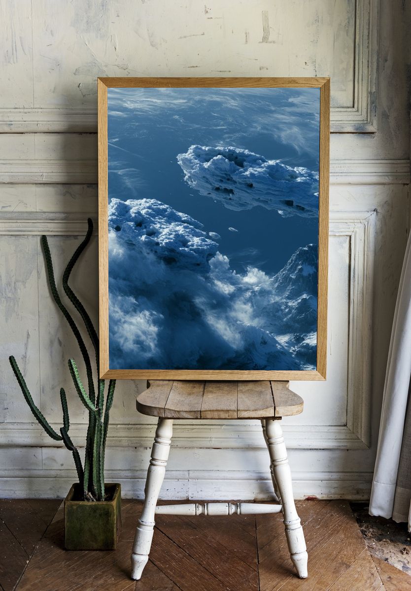 Frozen Mountain Clouds Poster. room preview