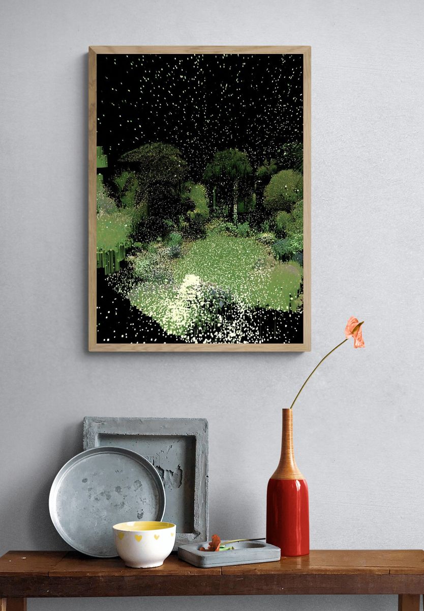 Dreamy Garden Nightscape Print. — room view 3