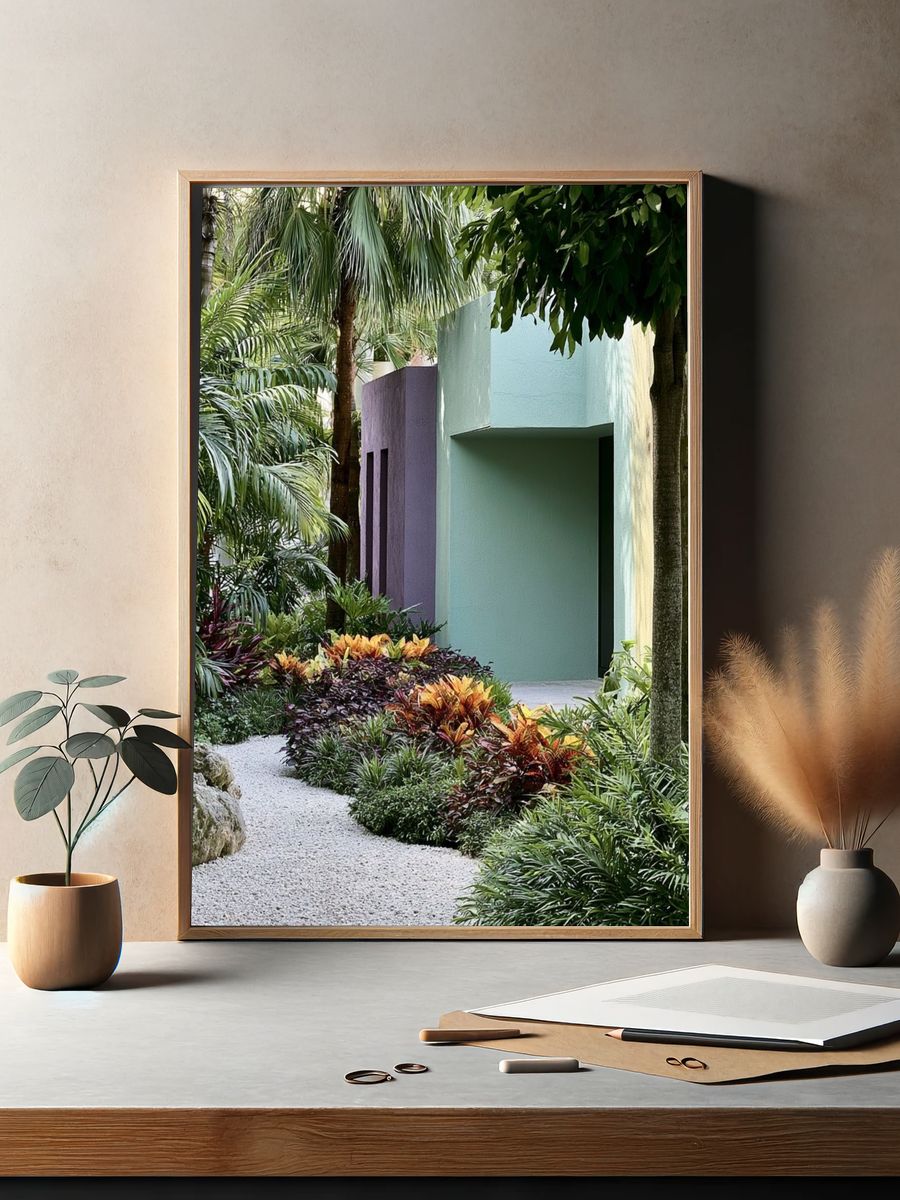 Tropical Garden Path Photography Poster. — room view 2