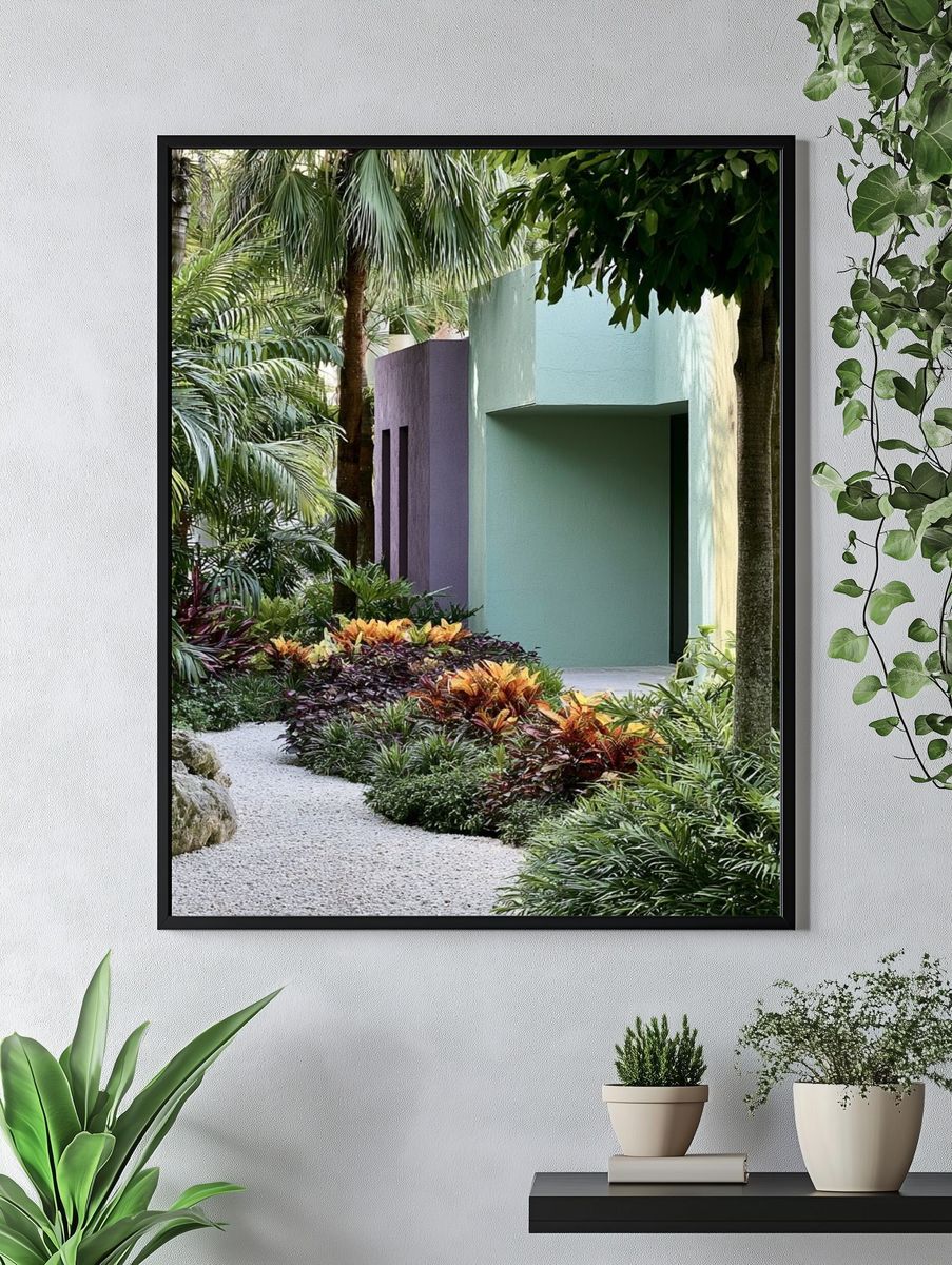 Tropical Garden Path Photography Poster. — room view 4