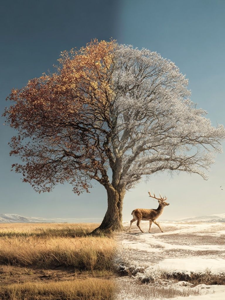 Seasonal Deer Tree Poster. poster — nature art