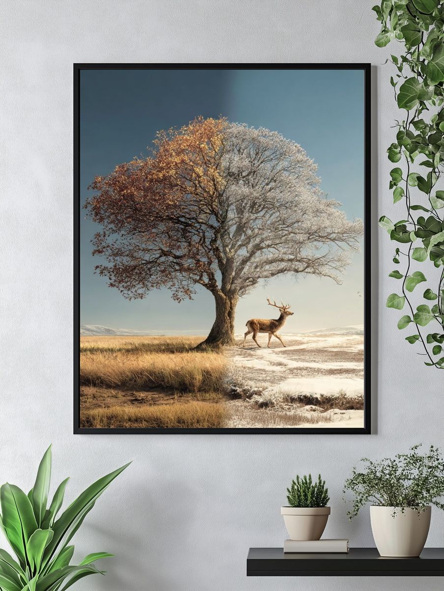 Seasonal Deer Tree Poster. — room view 4