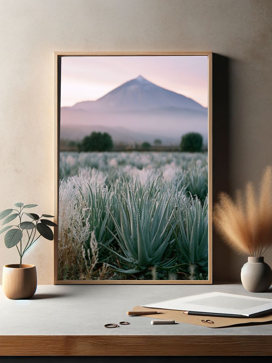 Misty Mountain Agave Landscape Poster. — room view 2